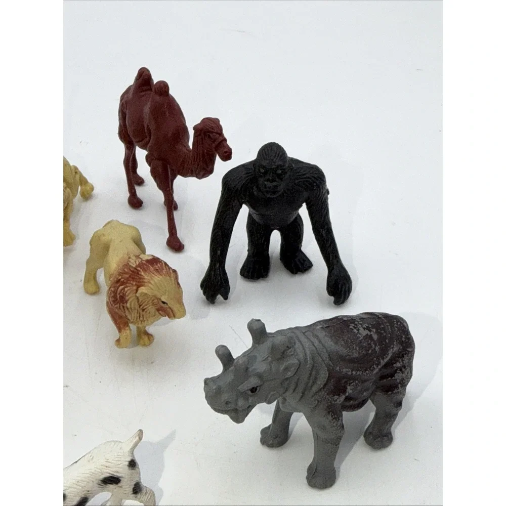 Vintage Miniature Animals Lot (13) Assorted Hard Plastic Wild Safari Gorilla Toy